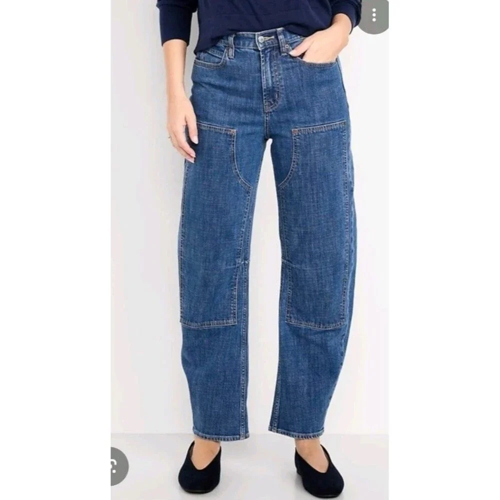 NWT Women's Old Navy High Waist Baggy Barrel Utility Jeans Size 22